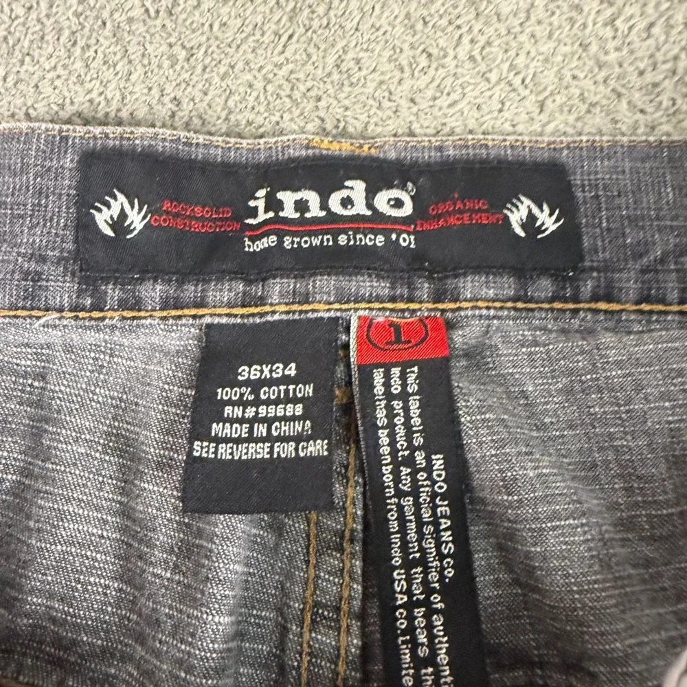 Indo Jeans Mens 36x34 Grey Carpenter Pants Rocksolid Construction Utility Denim
